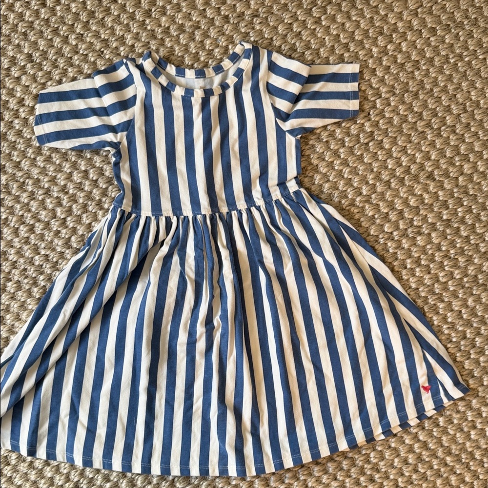 Pink Chicken Blue and White Striped Casual Kids Dress